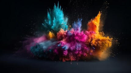 Fototapeta na wymiar Colored powder explosion. Copy space. Generative ai