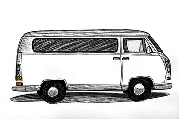 ai-generated illustration of a white camper van 