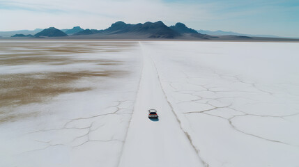 Stunning drone shot of huge salt lake