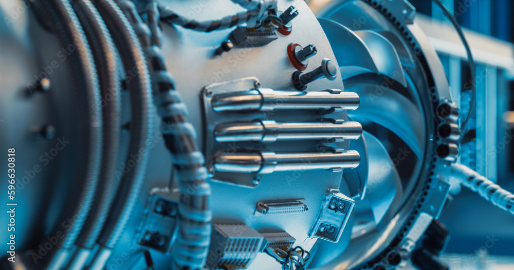 Leinwandbilder high tech futuristic turbine engine with multiple fans, wires, connectors. jet engine with stylish c