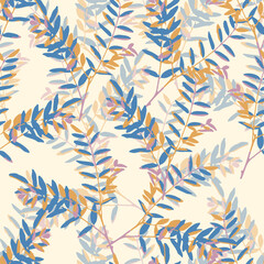 Naklejka na ściany i meble seamless mixed multicolour leaves pattern background , greeting card or fabric