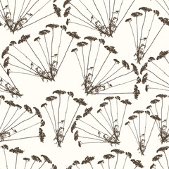 seamless monochrome hand drawn grass pattern background for fashion fabric