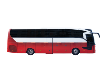 Bus isolated over white background, with clipping path. Full Depth of field. side view.