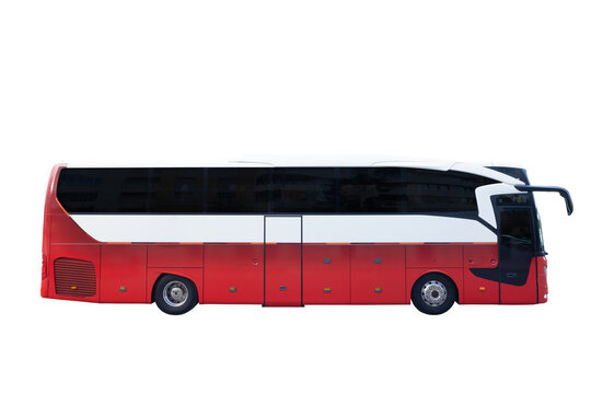 Bus isolated over white background, with clipping path. Full Depth of field. side view.