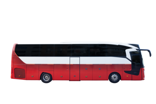 Bus isolated over white background, with clipping path. Full Depth of field. side view.