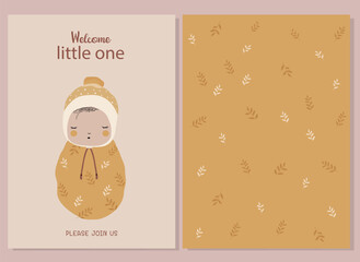Baby shower celebration greeting and invitation card.Cute newborn baby design.Vector illustrations.