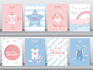 baby clothes,Design for baby cards,Baby shower invitation.Vector illustrations.