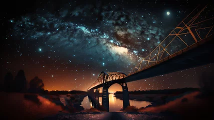 Foto op Plexiglas 鉄道橋と天の川 © Masato Photography