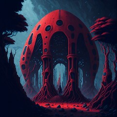 Generative AI Alien Ruin on another Planet
