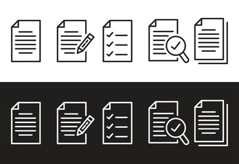 Paper documents icons. Line sumbol. File icon.