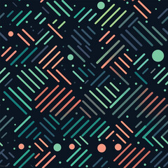 Abstract Neon: Geometric Shapes and Futuristic Space in Seamless Tile