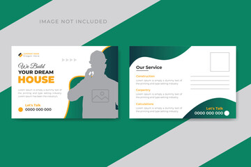 Carpentry or construction postcard design template
