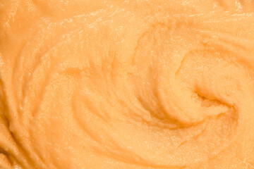 Fruit yogurt ice cream. Smoothies from fresh fruits and berries. Ice cream texture. Delicious sweet dessert close-up as a background.