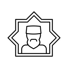 muslim man avatar islamic outline icon button vector illustration