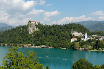 Vista from lake Bled in Slovenian alps