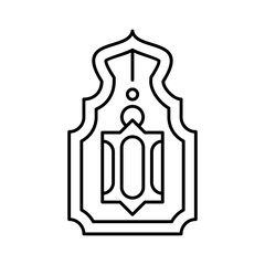 muslim lampion lantern islamic outline icon button vector illustration