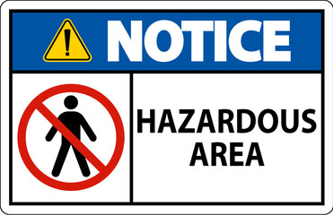 Notice Sign Hazardous Area Sign On White Background