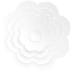 White Flower, Element of floral paper cut. Paper cut of flower shape. Icon of valentine day, gift, ornament, love and spring symbol. Illustration of floral.