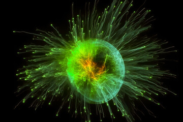 Fototapeta premium illustration of antimatter, matter versus antimatter, atomic and subatomica particles, generative ai