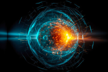 Obraz premium illustration of antimatter, matter versus antimatter, atomic and subatomica particles, generative ai