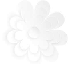 White Flower, Element of floral paper cut. Paper cut of flower shape. Icon of valentine day, gift, ornament, love and spring symbol. Illustration of floral.