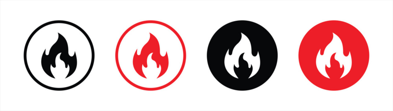 fire icon set. fire flames icon symbol sign collections, vector illustration