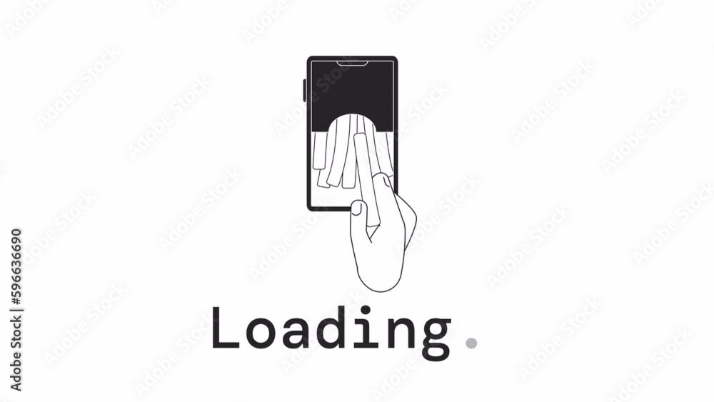 Poster fries order bw loader animation. crispy fried potato on phone. flash message 4k video footage. isola