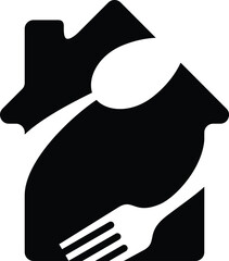 Food House Logo. spoon. fork. spoon logo. fork logo. house logo. food logo. house food logo
