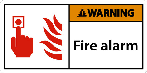 Warning Fire Alarm Sign On White Background