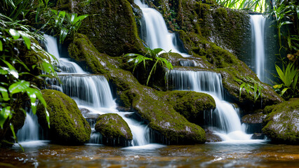 Obraz premium waterfall in the forest generative ai