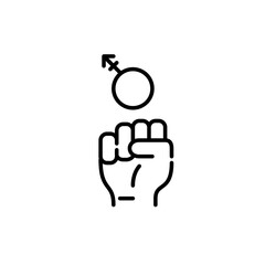 Fighting for LGBTQ rights. Fist raised for transgender people. Pixel perfect, editable stroke