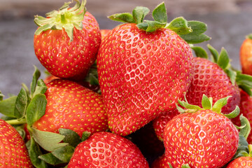 Fresh strawberries from the garden on the table.