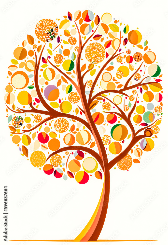 Poster artistic stylized tree. created with generative ai technology.