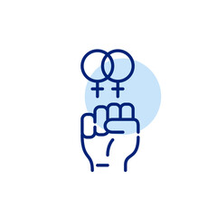 Fighting for LGBTQ rights. Fist raised for gay marriage. Pixel perfect, editable stroke line icon