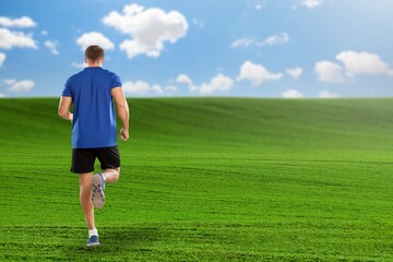 Young fitness sporty man running outdoor