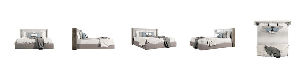 set isolated bed 3D rendering