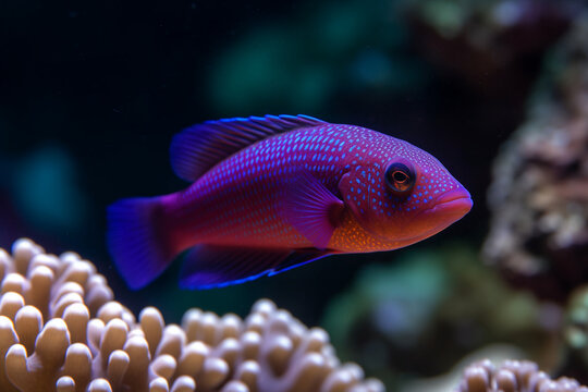 cool dottyback fish photo in the sea