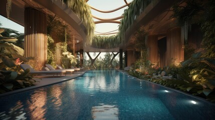 Experience the Opulence of a Resort's Luxury Swimming Pool with Generative AI-Enhanced Scenery