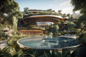 Obraz na płótnie Canvas Experience the Opulence of a Resort's Luxury Swimming Pool with Generative AI-Enhanced Scenery
