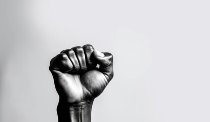 African clenched Fist raised for Black lives matter, gesture against racism isolated on white background. Power,human rights,fight,anti racism protest concept