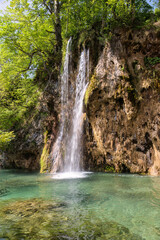 Fototapeta na wymiar Turquoise water waterfalls in Plitvice national park - Croatia