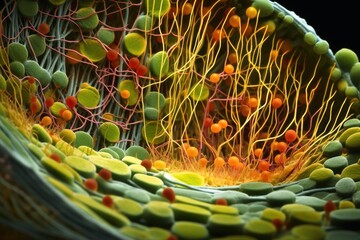 Closeup of plant cell structures background created with generative AI technology. - obrazy, fototapety, plakaty