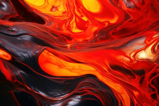 Flowing hot liquid steel background texture created with generative AI technology.