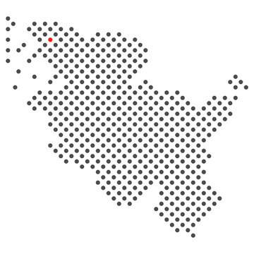 Niebüll im Bundesland Schleswig-Holstein: Karte aus dunklen Punkten mit roter Markierung