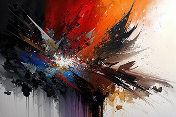 Abstract background with grunge brushstrokes and splashes of paint