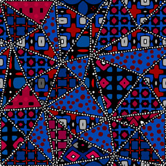 Vector ethnic tribal pattern. Seamless art image. Rhombuses patchwork.