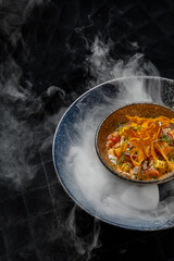 Seafood salad with pumpkin