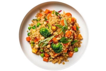 Quinoa And Vegetable Stirfry. Lactose-Free Food On Isolated Transparent Background, Png. Generative AI