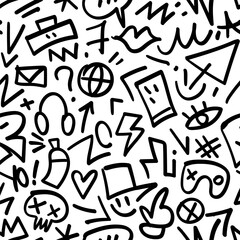 graffiti tags street style seamless vector pattern, background design element