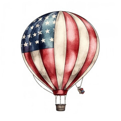 usa balloon 4th of July in watercolor Generative AI